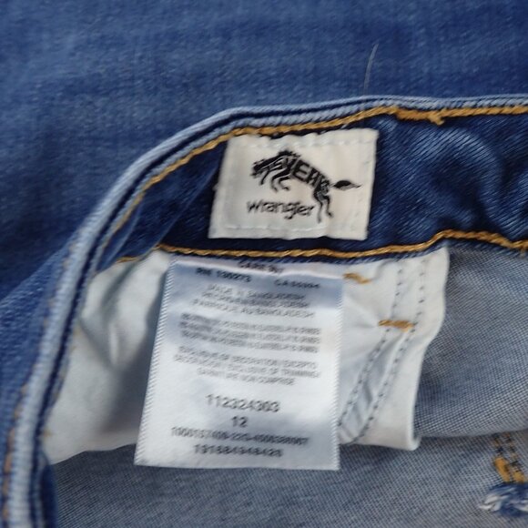 WRANGLER Womens 12 High Rise Unforgettable Skinny Distressed Blue Jeans - Picture 4 of 9